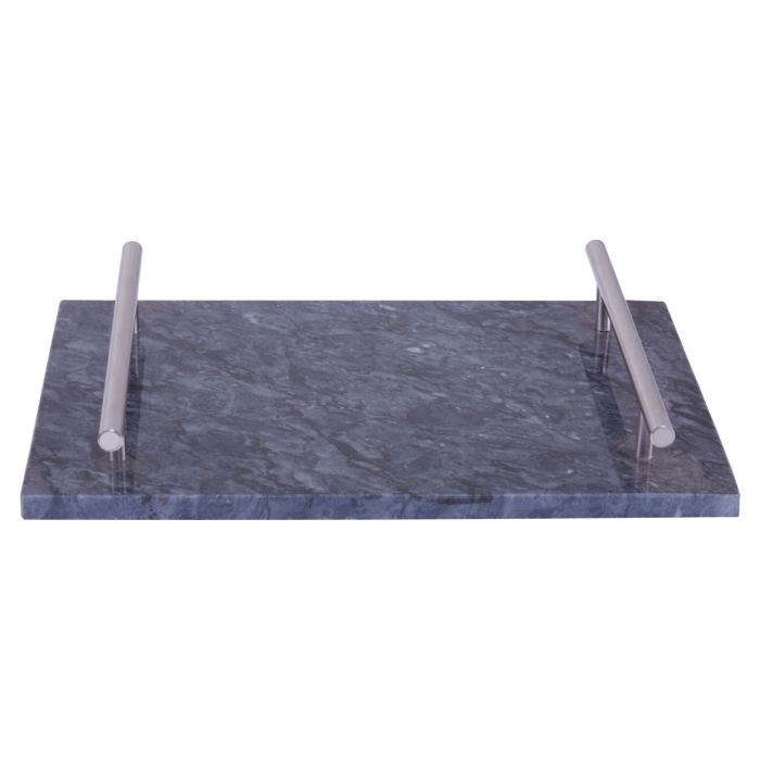 Black Marble Tray With Silver Handles