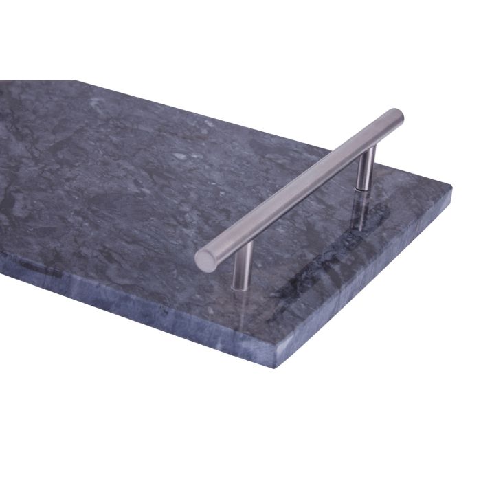 Black Marble Tray With Silver Handles