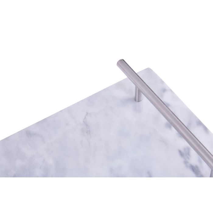 Grey Marble Tray With Silver Handles