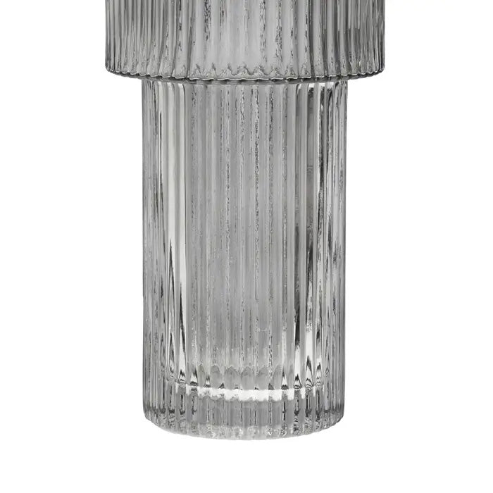 Esma Large Ribbed Grey Glass Vase